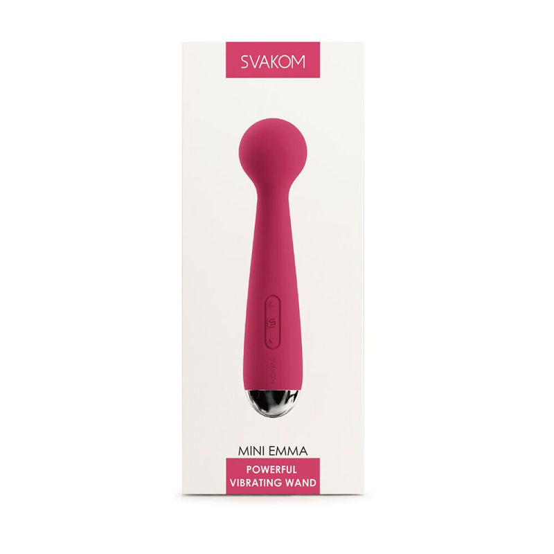 Вибромассажер мини Svakom Mini Emma Plum Red – интеллектуальный режим, 5 вибро-режимов + 5 уровней интенсивности