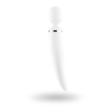 Вибромассажер Satisfyer Wand-er Woman (White/Chrome) – большой и мощный, размер XXL, 50 вибро-режимов