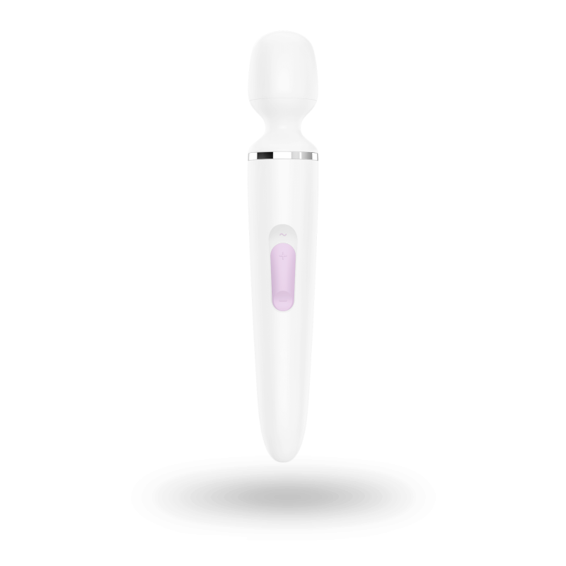 Вібромасажер Satisfyer Wand-er Woman (White/Chrome) – великий та потужний, розмір XXL, 50 віброрежимів