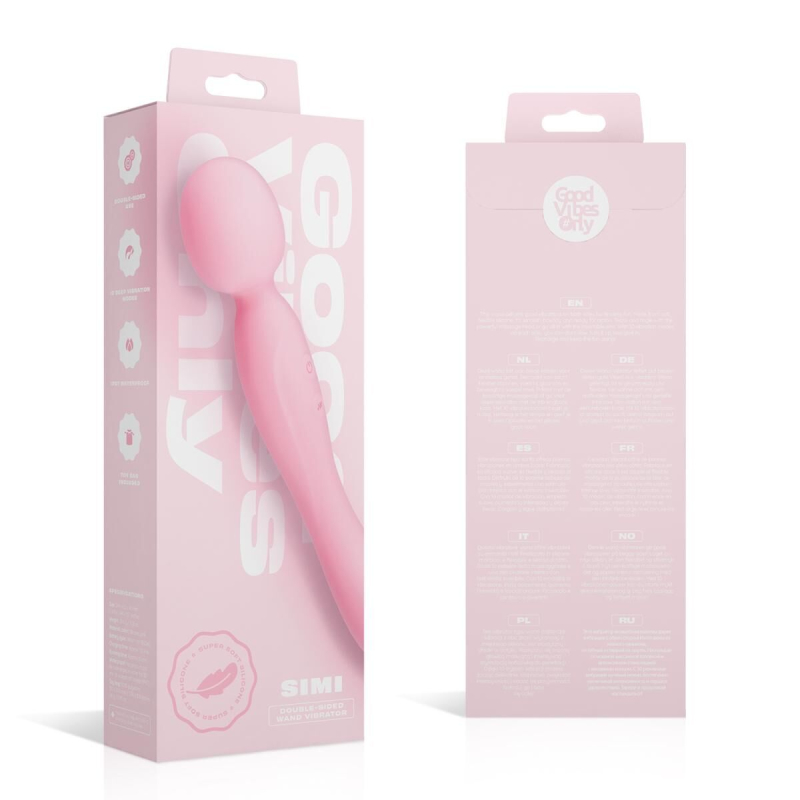 Вибромассажер (ванд) Good Vibes Only SIMI Double-Sided Wand Vibrator Soft Silicone, розового цвета