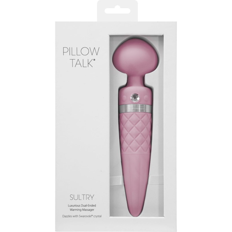 Вібромасажер з підігрівом до 38C – PILLOW TALK Sultry Pink – 2в1 класичний масажер + вібратор з обертовими рухами
