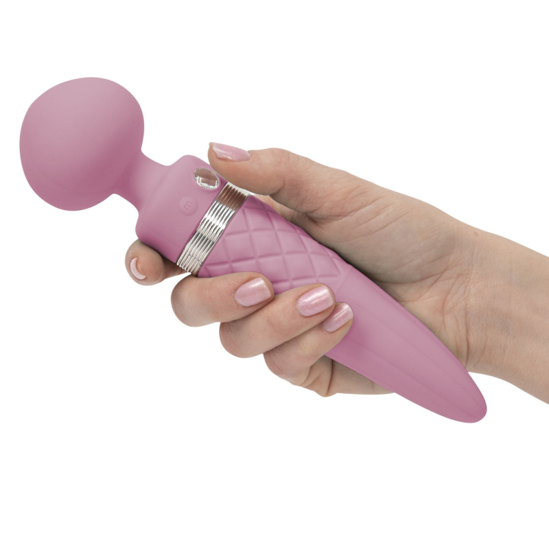Вібромасажер з підігрівом до 38C – PILLOW TALK Sultry Pink – 2в1 класичний масажер + вібратор з обертовими рухами