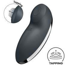 Вібростимулятор-пульсатор – Satisfyer Tap & Climax 2 Grey з ефектом постукування пальцем