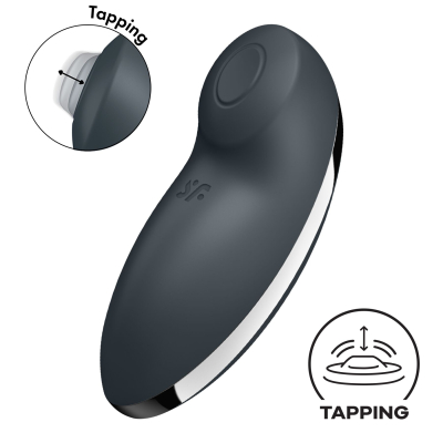 Вібростимулятор-пульсатор – Satisfyer Tap & Climax 2 Grey з ефектом постукування пальцем