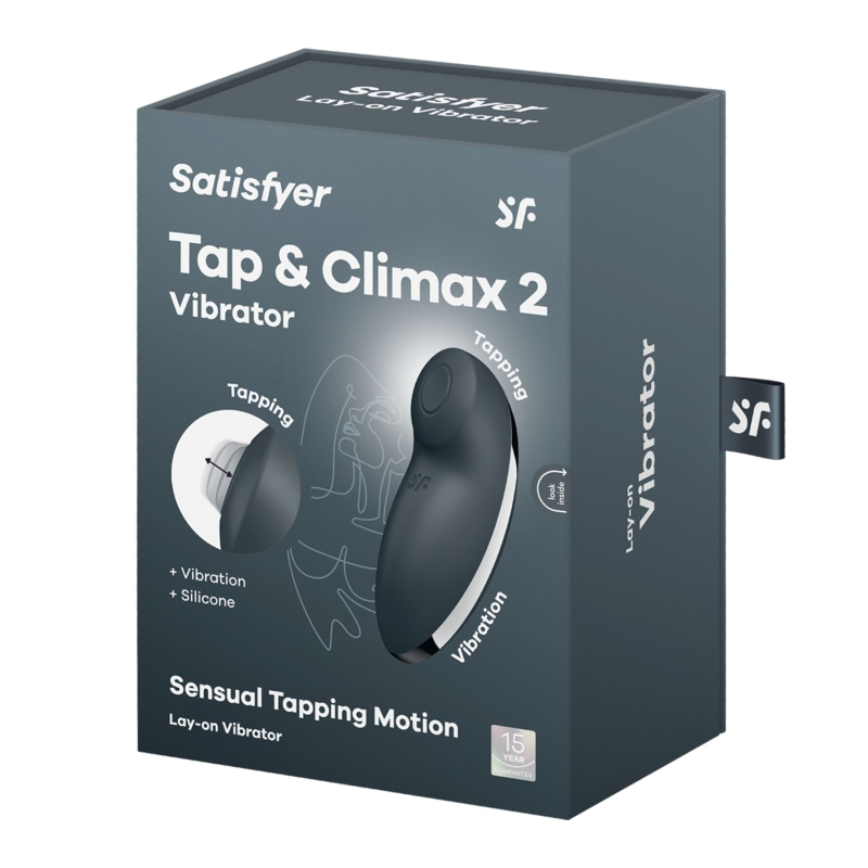 Вібростимулятор-пульсатор – Satisfyer Tap & Climax 2 Grey з ефектом постукування пальцем