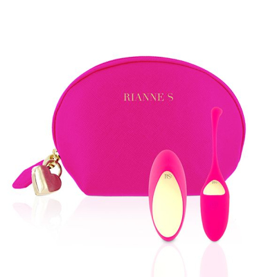 Віброяйце – RIANNE S Pulsy Playball Deep Pink – вібро-пульт, 10 режимів, косметичка-чохол