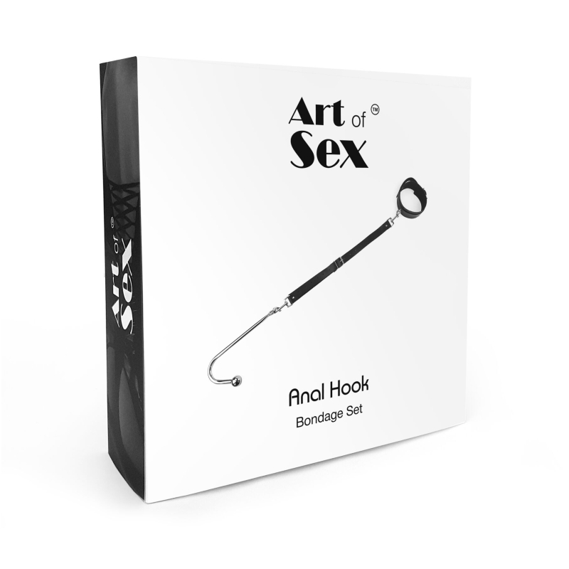 Анальный крюк 1 с ошейником из натуральной кожи Art of Sex - Anal hook, черный