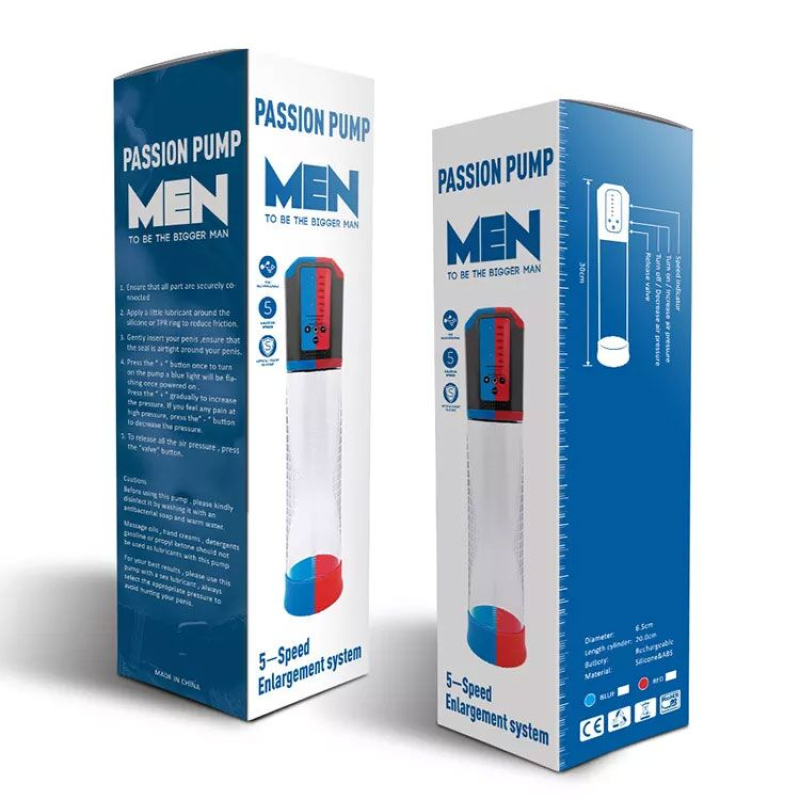 Автоматическая вакуумная помпа Men Powerup Passion Enlargement system Blue, перезаряжаемая, 5 режимов