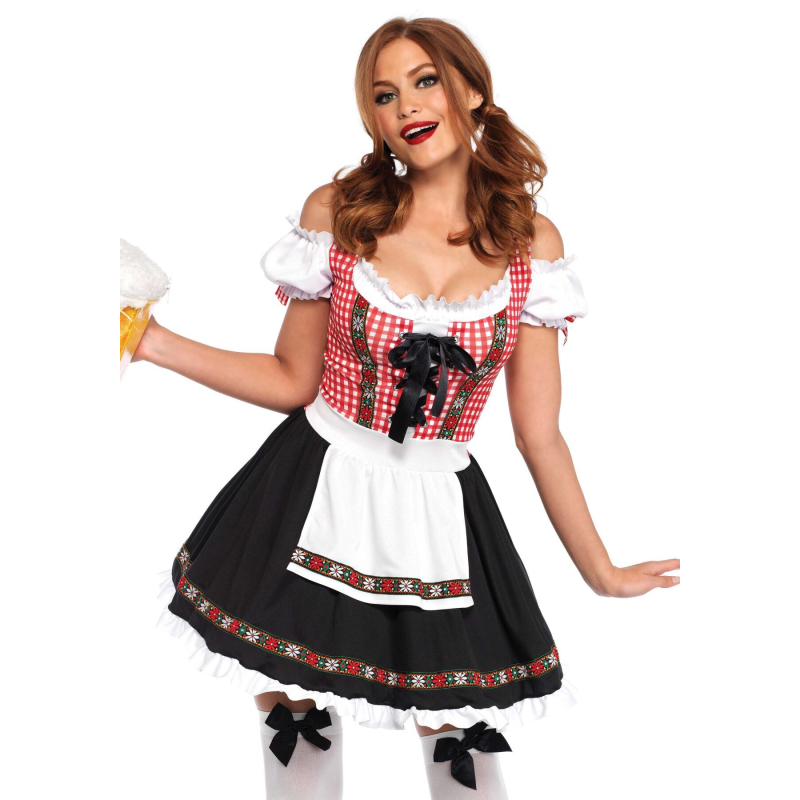 Баварський костюм "Октоберфест" Leg Avenue Beer Garden Babe S – чорний/червоний/білий