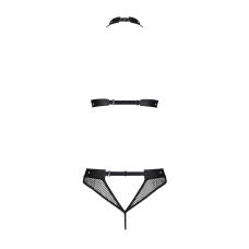Білизна з відкритим доступом Passion MOONLIGHT SET L/XL Чорний топ, стрінги
