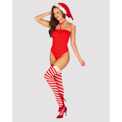 Боді Obsessive Kissmas teddy червоний L/XL