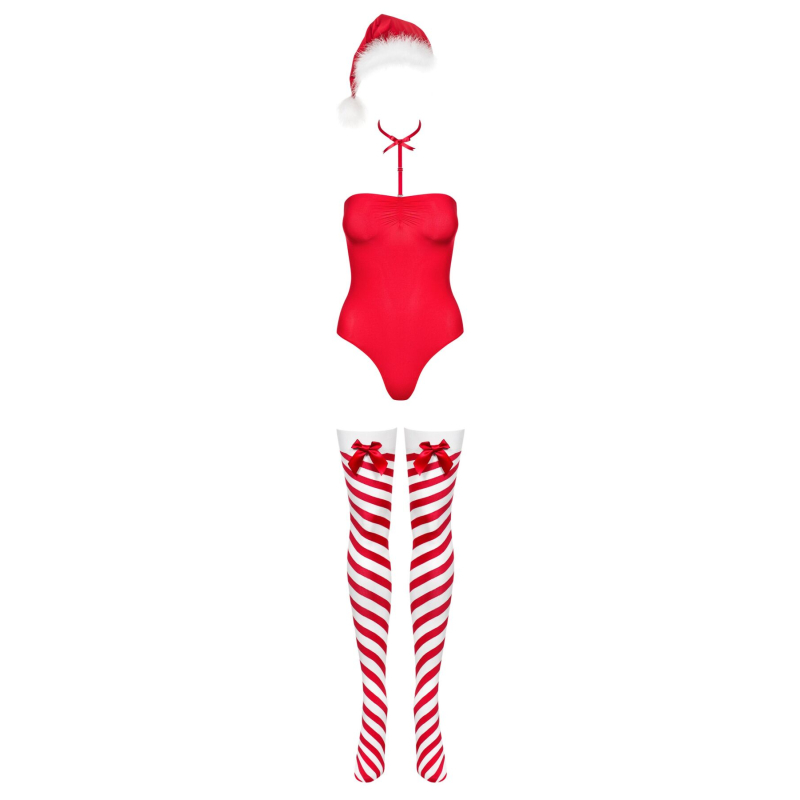 Боді Obsessive Kissmas teddy червоний L/XL