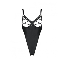 Боді з екошкіри Passion CELINE BODY 2XL/3XL, чорний колір, з доступом, відкритий