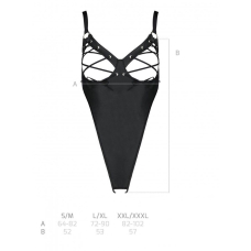 Боді з екошкіри Passion CELINE BODY 2XL/3XL, чорний колір, з доступом, відкритий