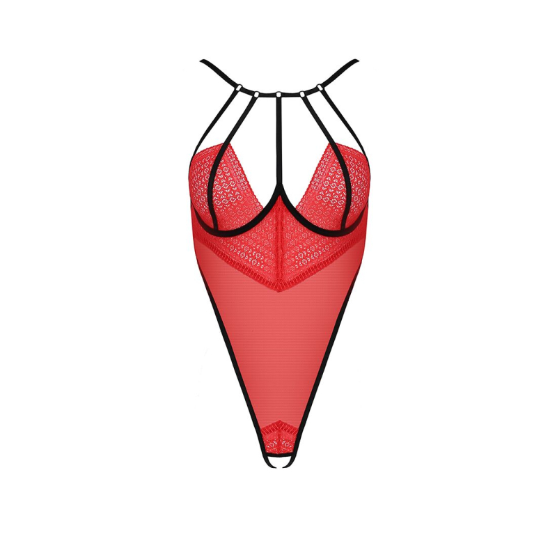 Боді з високим вирізом стегна Passion Exclusive AKITA BODY L/XL, червоний