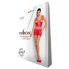 Бодістокінг мінісукня з метеликами Passion BS090 One Size червоний