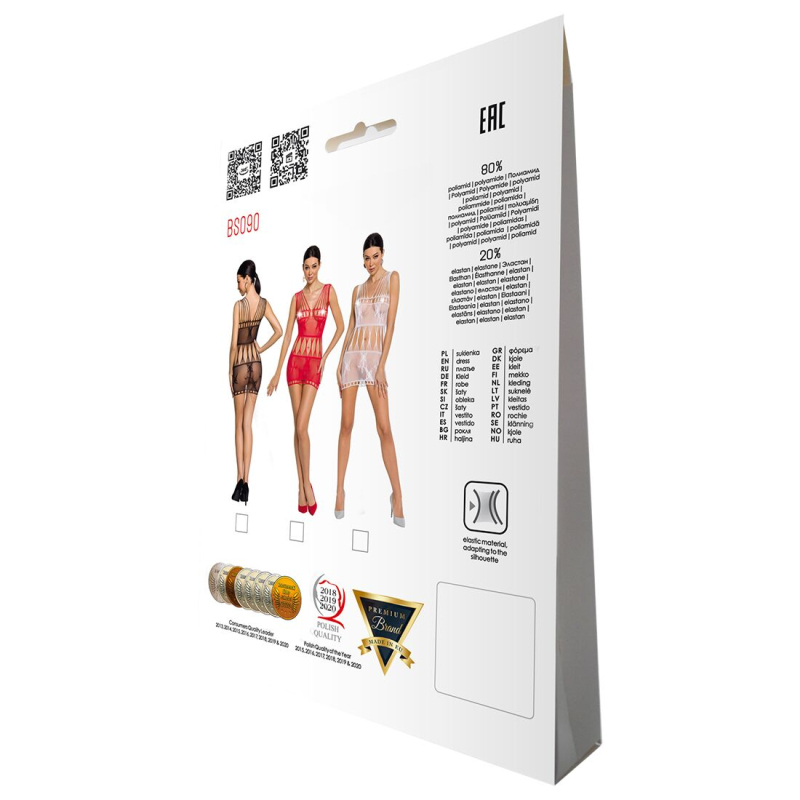 Бодістокінг мінісукня з метеликами Passion BS090 One Size червоний
