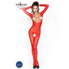 Бодістокінг Passion BS031 червоний, комбінезон з відкритими грудьми