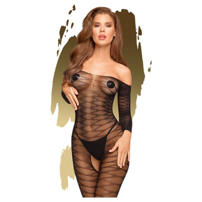 Бодистокинг с длинными рукавами Penthouse – Dreamy Diva Черный XL