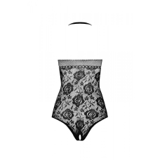 Бодістокінг з імітацією корсетної шнурівки Passion BS094 One Size, червоний, квітковий візерунок, з досту