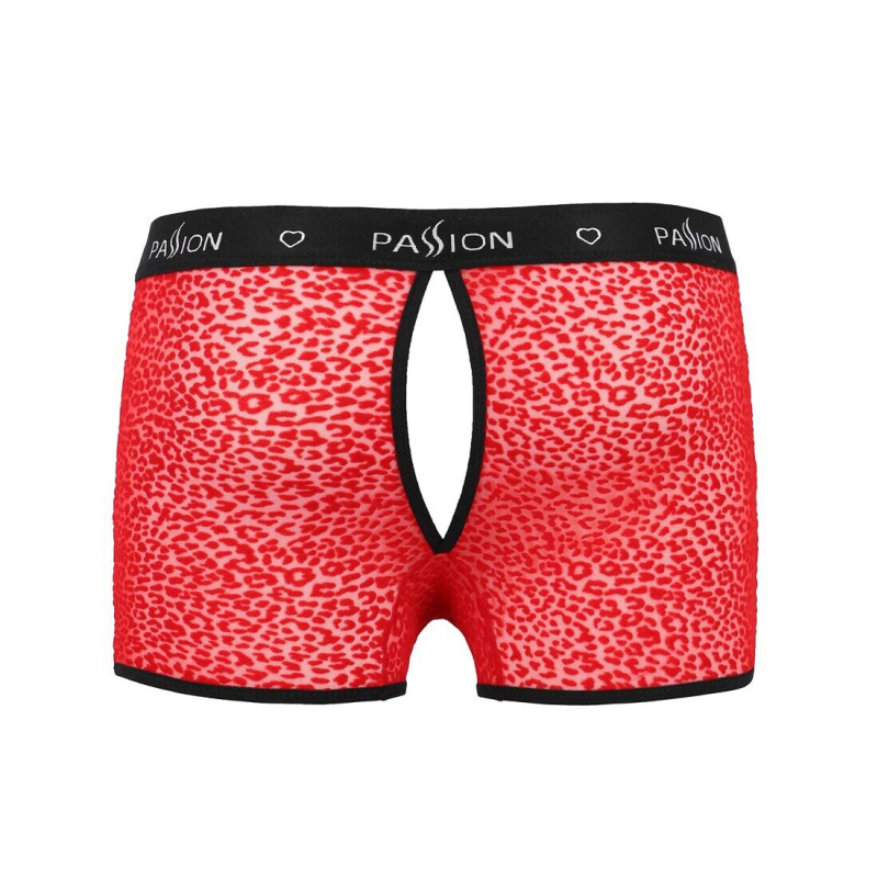 Мужские прозрачные боксеры Passion 046 SHORT PARKER 2XL/3XL Красный, сетка, под леопард