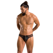 Чоловічі сліпи на блискавці Passion 042 SLIP TIMMY 2XL/3XL Чорний колір, екошкіра, сітка