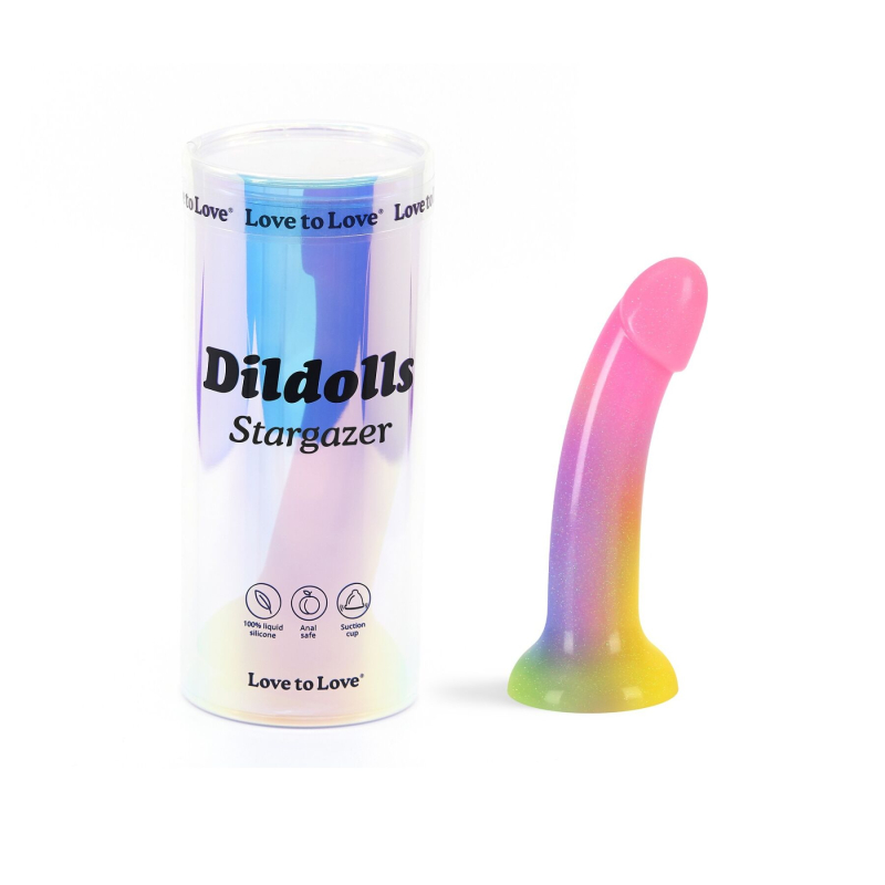 Фаллоимитатор Love To Love DILDOLLS Stargazer, с градиентом и блестками, ультрамягкий, длина 14.8 см
