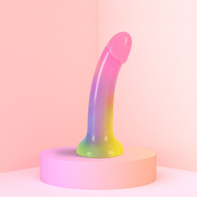 Фаллоимитатор Love To Love DILDOLLS Stargazer, с градиентом и блестками, ультрамягкий, длина 14.8 см