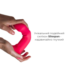 Двошаровий дилдо з вібрацією Adrien Lastic Hitsens 2 Pink, для страпона, макс діам. 4 см, довжина 17.2 см