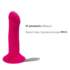 Двошаровий дилдо з вібрацією Adrien Lastic Hitsens 2 Pink, для страпона, макс діам. 4 см, довжина 17.2 см