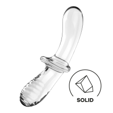 Двосторонній скляний дилдо Satisfyer Double Crystal Transparent, боросилікатне скло, унісекс, довж. 19.7 см