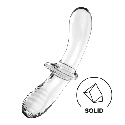 Двусторонний стеклянный дилдо Satisfyer Double Crystal Transparent, боросиликатное стекло, унисекс, длина 19.7 см