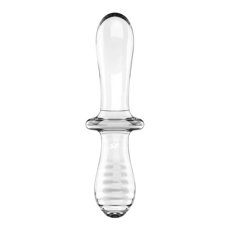 Двосторонній скляний дилдо Satisfyer Double Crystal Transparent, боросилікатне скло, унісекс, довж. 19.7 см