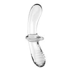 Двосторонній скляний дилдо Satisfyer Double Crystal Transparent, боросилікатне скло, унісекс, довж. 19.7 см