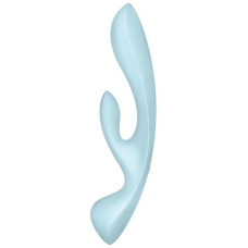 Двосторонній вібратор-кролик – Satisfyer Triple Oh Light Blue – 3 мотори + руків’я-масажер