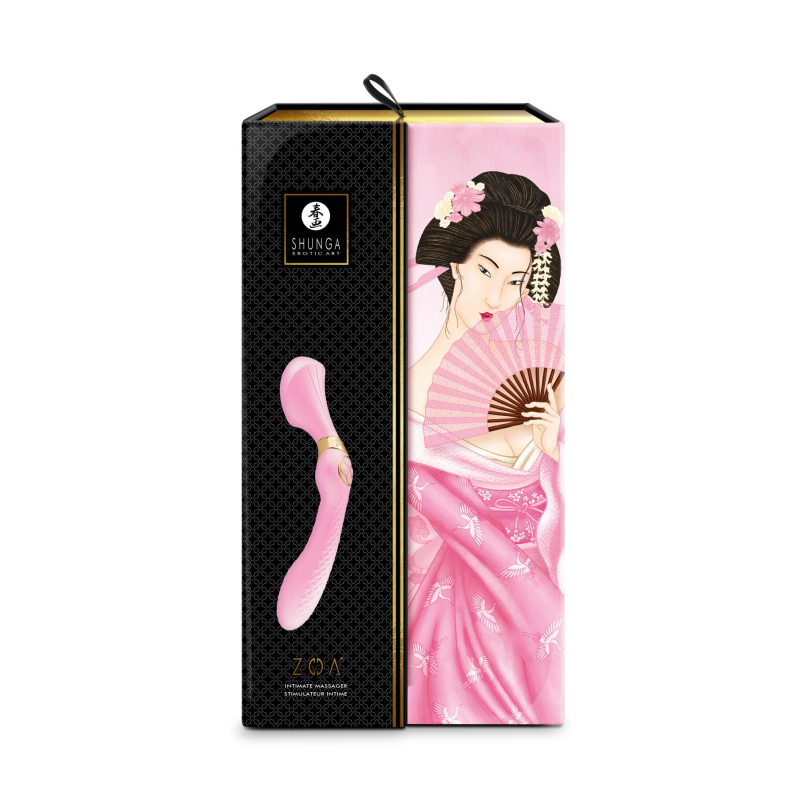 Двосторонній вібромасажер для стимуляції точки G та клітора – Shunga Zoa Light Pink – 10 режимів