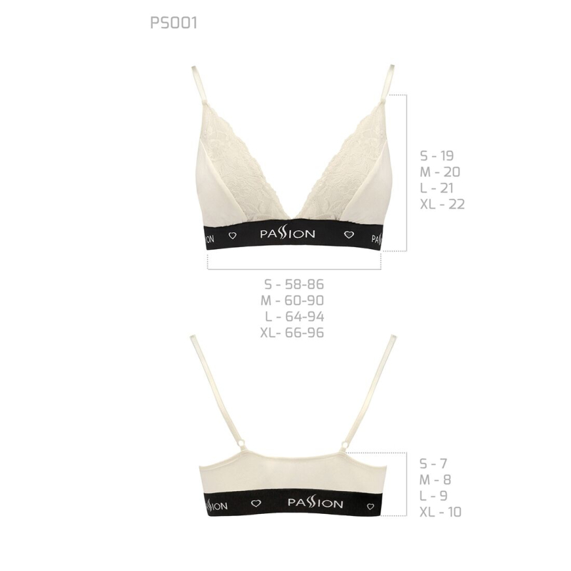 Еластичний топ з мереживом Passion PS001 TOP S, молочний колір