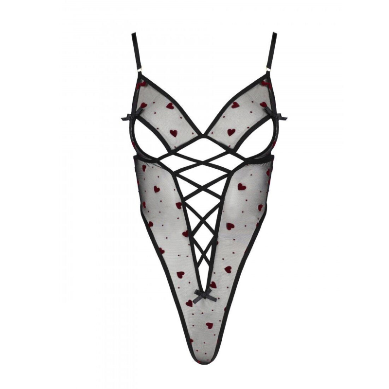 Еротичний боді з малюнком Passion LOVELIA BODY 2XL/3XL, чорний колір