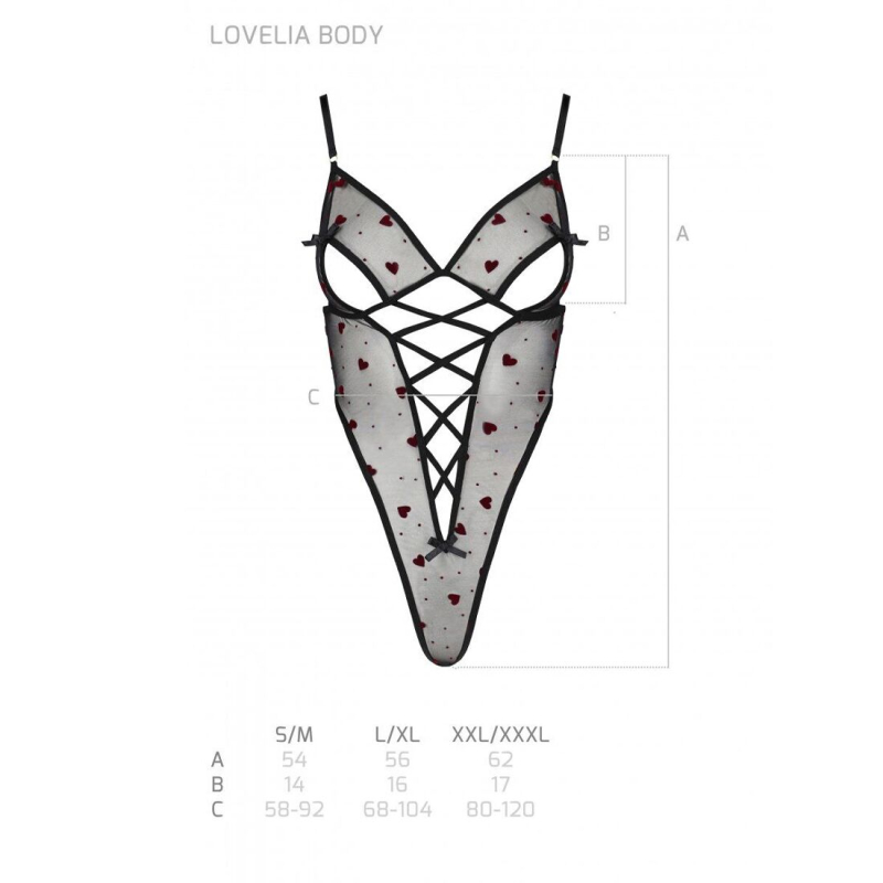 Еротичний боді з малюнком Passion LOVELIA BODY 2XL/3XL, чорний колір