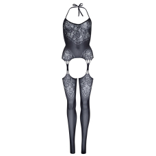 Эротический бодистокинг Leg Avenue Jacquard net Черный цвет, имитация чулок, открытый доступ, one size