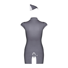 Эротический костюм стюардессы Obsessive Stewardess 3 pcs costume grey L/XL, серый, платье, стринги, пилот