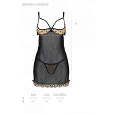 Еротичний пеньюар Passion MARINA CHEMISE, 2XL/3XL, beige