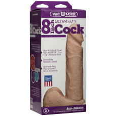 Фалоімітатор Doc Johnson Vac-U-Lock Cock White, довжина 20.5 см, діам. 5.1 см