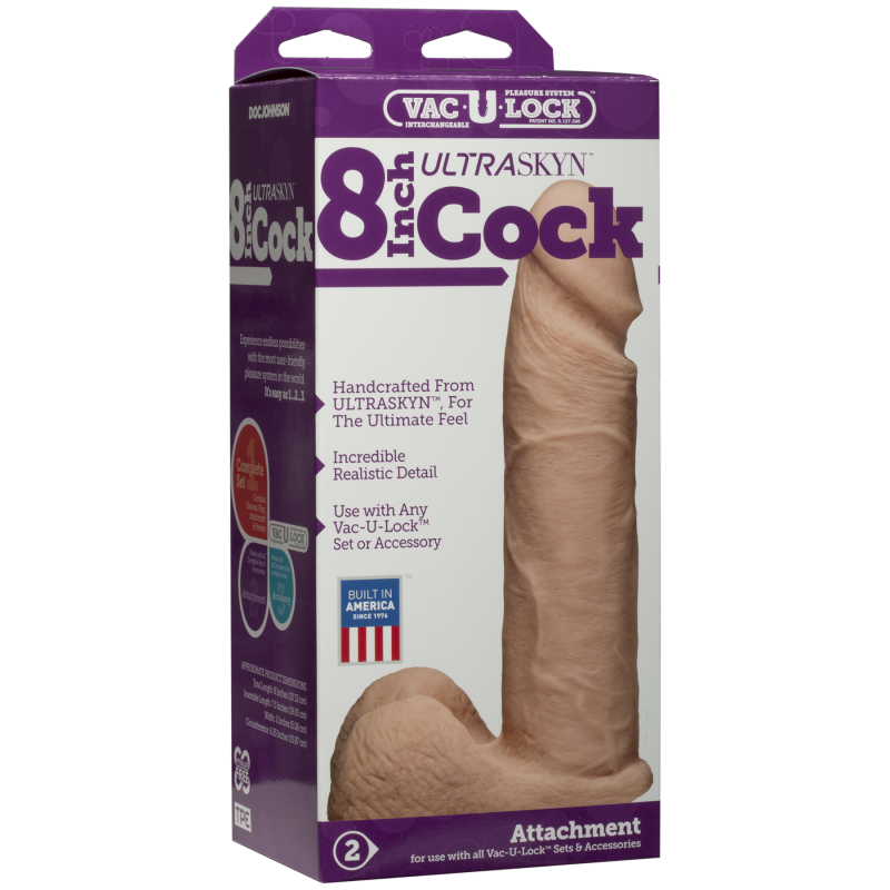 Фалоімітатор Doc Johnson Vac-U-Lock Cock White, довжина 20.5 см, діам. 5.1 см
