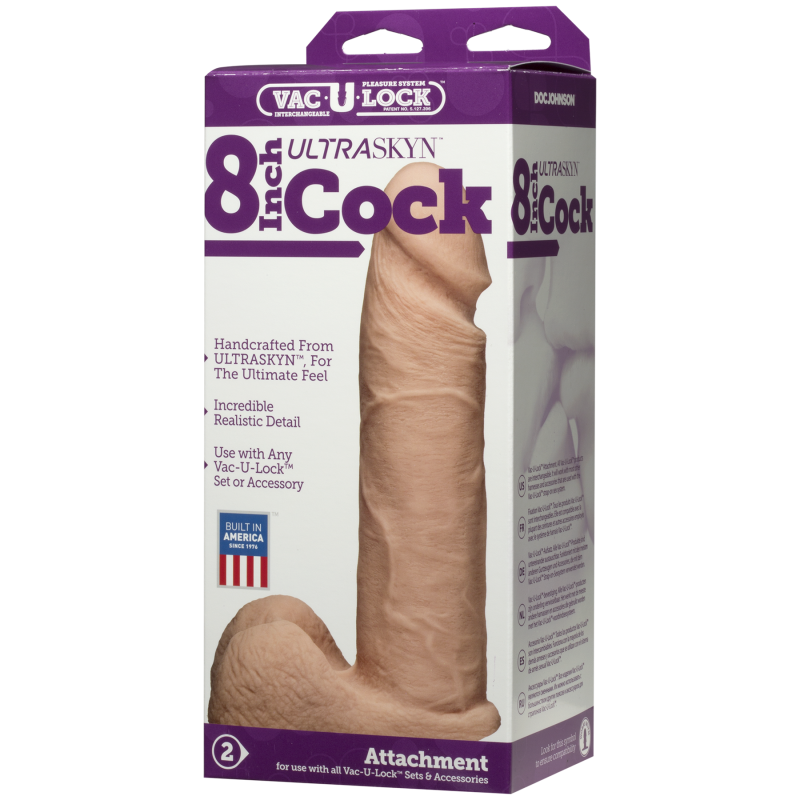 Фалоімітатор Doc Johnson Vac-U-Lock Cock White, довжина 20.5 см, діам. 5.1 см