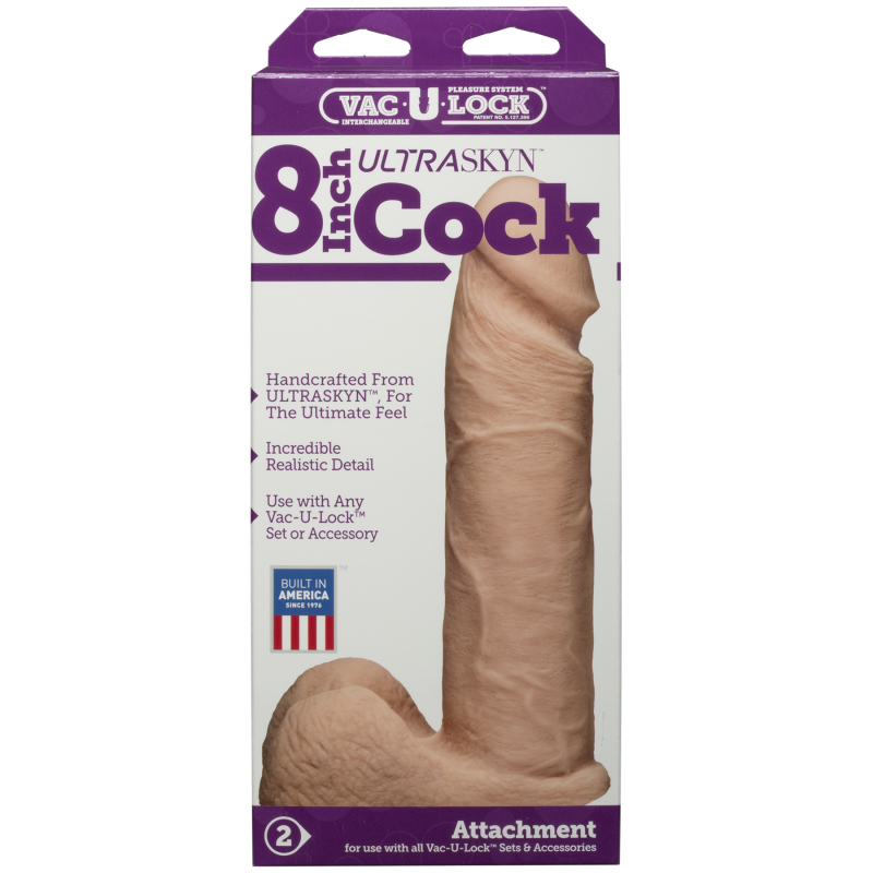 Фалоімітатор Doc Johnson Vac-U-Lock Cock White, довжина 20.5 см, діам. 5.1 см