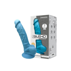 Фалоімітатор SilexD Johnny Blue, двошаровий, силікон + Silexpan, довжина 17.8 см, діам. 3.8 см