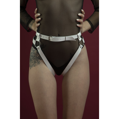 Гартери Feral Feelings – Belt Briefs, трусики, натуральна шкіра, колір білий