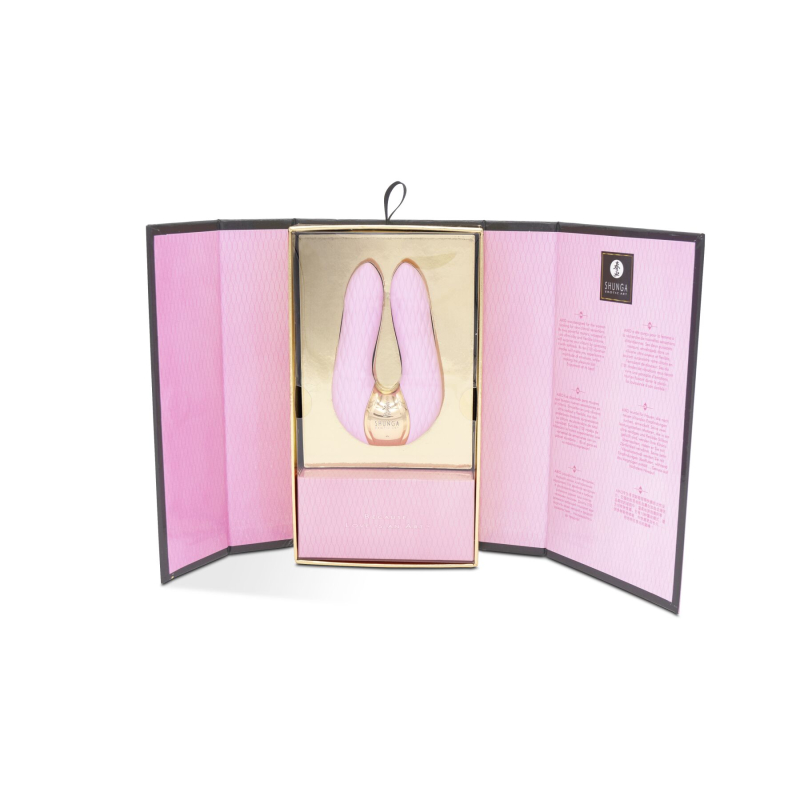 Кліторальний вібратор – Shunga Aiko Light Pink – 2 гнучкі текстуровані кінчики, 10 режимів, 2 мотори