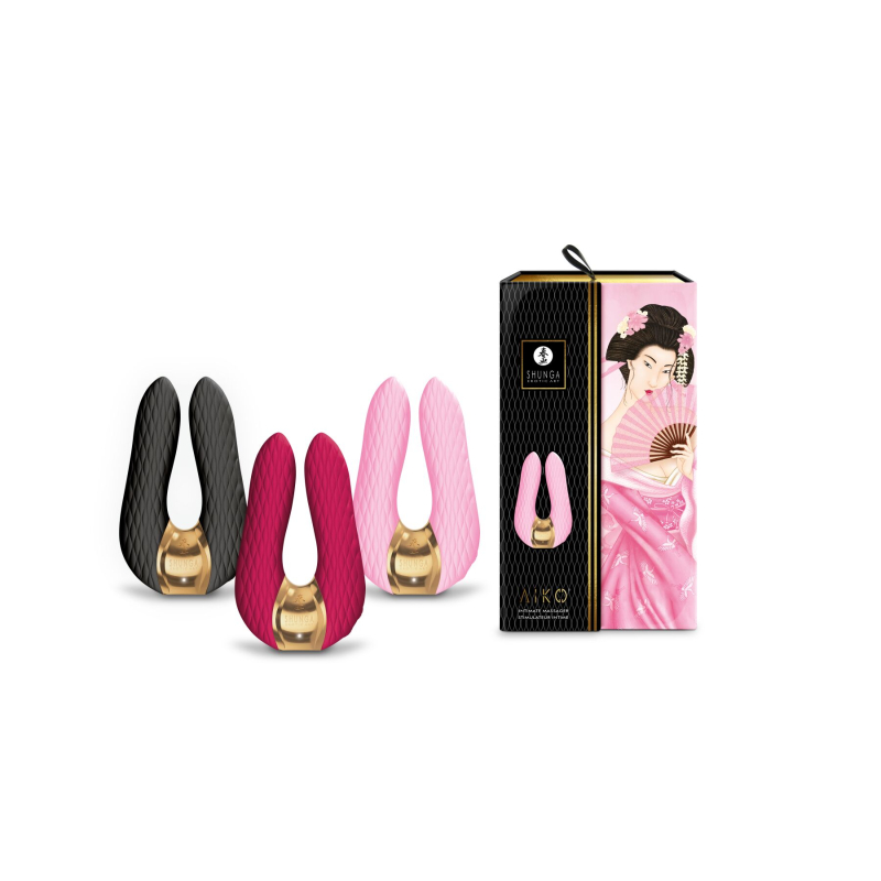 Кліторальний вібратор – Shunga Aiko Light Pink – 2 гнучкі текстуровані кінчики, 10 режимів, 2 мотори